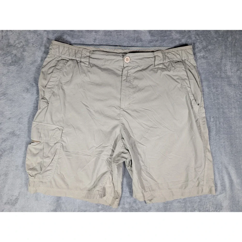 Columbia Mens Light Khaki Tan Lightweight Cotton Flat Front Chino Shorts Large